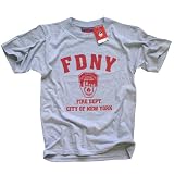 FDNY T-SHIRT, Officially Licensed Crewneck New York Fire Department Athletic Tee, Gray