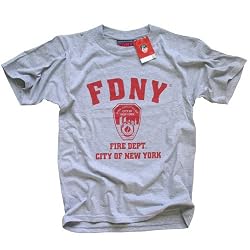 FDNY T-SHIRT, Officially Licensed Crewneck New York Fire Department Athletic Tee, Gray