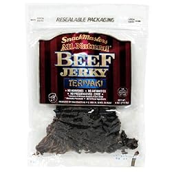 SnackMasters Beef Jerky, Teriyaki, 4-Ounce Packages (Pack of 8)