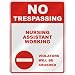NO TRESPASSING " NURSING ASSISTANT WORKING VIOLATORS WILL BE CRUSHED " PARKING SIGN OCCUPATIONS