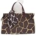 Brown Giraffe Print Canvas Tote Handbag