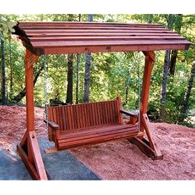 Forever 5 Foot Old Redwood Porch Swing With Roof by Old Growth Again