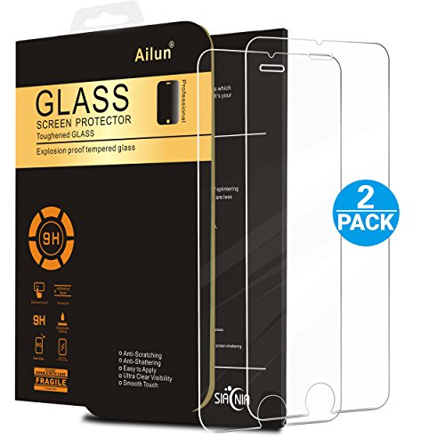 iPhone 6/6s plus Screen Protector,iPhone 7 plus Screen Protector,[2 Packs]by Ailun,2.5D Edge Tempered Glass,Bubble Free,Anti-Fingerprint,Oil Stain&Scratch Coating,Case Friendly,Siania Retail Package