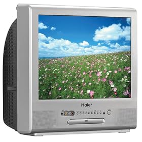 Haier TCF20 20-Inch CRT TV with Built-In DVD Player, Silver