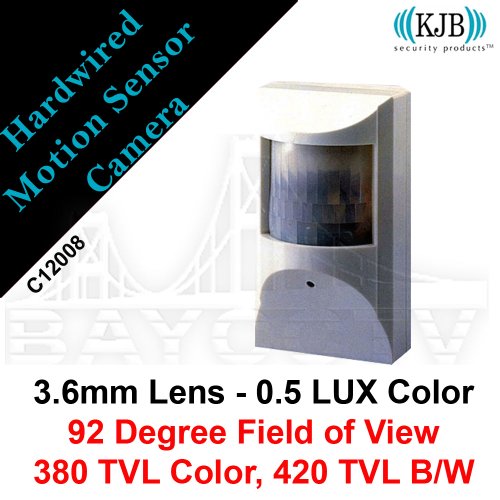 KJB Security C12008 Hardwired Motion Sensor 92 degree field of view Spy / Hidden / Covert Camera