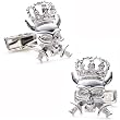 Sterling Silver Skull King Cufflinks
