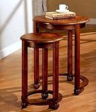 IMAGE OF Coaster 901039 2PC Traditional Nesting Table Set In Rustic Oak Finish