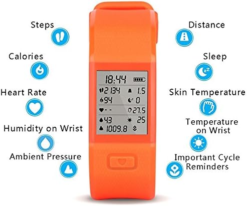 E-TECHING Hesvitband Tracker Watch for Sports, Fitness and Health, Smart Bracelet Tracker, for Valentine's Gift (Orange)
