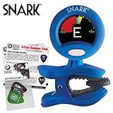 Snark SN-1 Clip-on Chromatic Guitar & Bass Tuner with Tap Tempo Metronome and Full Color Display, comes with Planet Waves Guitar Picks (PW-SAMPLER-3PACK) and reference sheet SN2