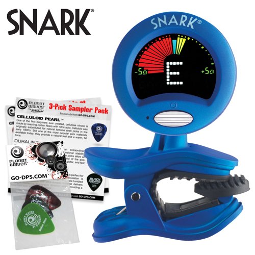 Snark SN-1 Clip-on Chromatic Guitar & Bass Tuner with Tap Tempo Metronome and Full Color Display, comes with Planet Waves Guitar Picks (PW-SAMPLER-3PACK) and reference sheet SN2