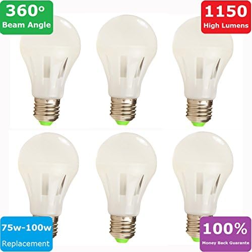 (6-Pack) LED Bulb 75-100W Equivalent, 360° Omnidirectional, ALDDN A19 1150lm 10 Watt Soft / Warm White 2700K No-dimmable for Incandescent Light Bulbs Replacement