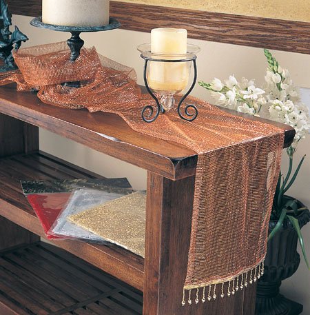Sheer Tissue Beaded Runner 10"x108" Oblong
