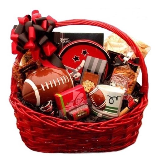 Football Themed Snack Food Basket - Christmas Holiday Gift Idea for Him