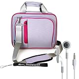 Sony DVPFX950 9-Inch Portable DVD Player Shoulder Traveling Case + Includes a eBigValue (TM) Determination Hand Strap Key Chain + Includes a Crystal Clear High Quality HD Noise Filter Earbuds Earphones Headphones 3.5mm Jack ( Airport Check-Point-Friendly Bag )
