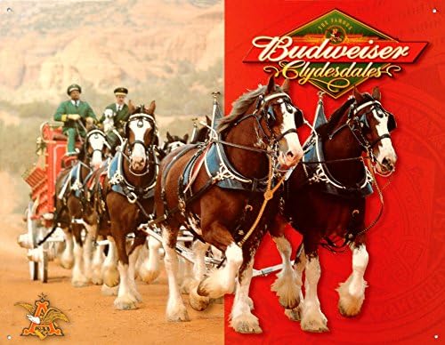 Budweiser Clydesdales Tin Sign 16 x 13in