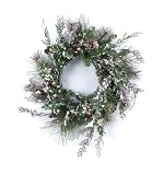 Melrose Mixed Pine with Snow Wreath, 24-Inch