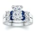 Jewelry : 2.75 CT RADIANT DIAMOND W ROUND BLUE SAPPHIRE RING SET