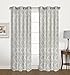 2 Pack: Regal Home Collections Luxurious Trellis Design Room Darkening Curtain Panels - Assorted Colors (Steeple Grey)