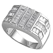 Sterling Silver Men's Ring - Clear CZ - 5mm Band Width - 14mm Face Height - Sizes: 9-12