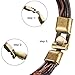 UHIBROS Stainless Steel Leather Bracelet, Men's Leather Rope Wrist Bracelet 8.3 Inch (Light Brown)