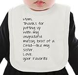 Mum Thanks For Putting Up Slogan ネクタイを有する有機ビブ Medium
