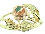 Beautiful Authentic Black Hills Gold Genuine Emerald (May Birthstone) Women's Ring