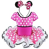 YiZYiF Christmas Outfits Girls Minnie Mouse Halloween Ballet Tutu Dress Headband Hot Pink 4T