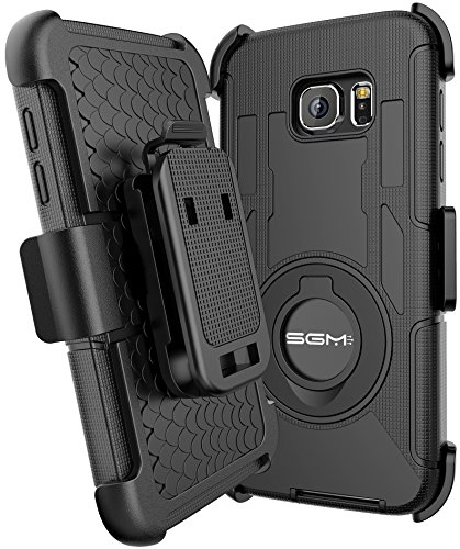 S6 Edge Plus Case, S6 Edge Plus Holster case, SGM (TM) Hybrid Dual Layer Combo Armor Defender Protective Case With Kickstand + Belt Clip Holster For Samsung Galaxy S6 Edge Plus
