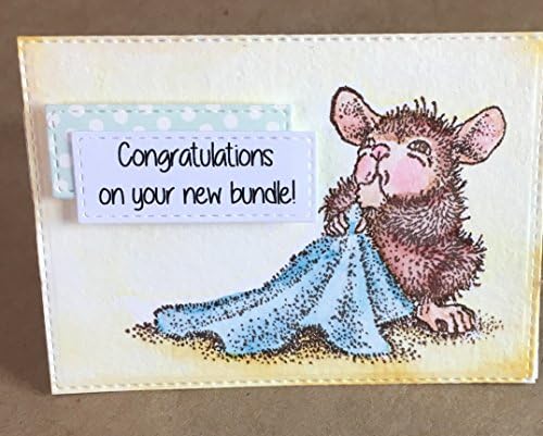 Baby Mouse with Blanket sucking his thumb "Congratulations on your new bundle" Card by isaC