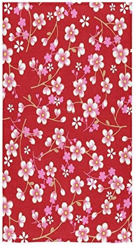 Beautiful Cherry Blossom Tree, Sakura Flower Pattern Sale Custom Bath Towels Large Soft and Comfortable Travel Beach Bathroom Shower Washcloth Wrap for Men/Women 80% Polyester 20% Cotton, (30" x 56")