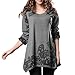DJT Lady Scoop Neck Long Sleeve Stretchy Irregular Hem Casual Top Blouse