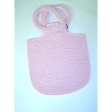 Bg35, Hand Crocheted Camel Color Gimp and Gold Metallic Gimp Tweed Hand Bag with Handle for Women and Teens
