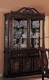 China Cabinet Buffet Hutch with Carved Detail Brown Finish