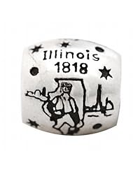 De Buman Sterling Silver Us 50 State Illinois Bead,hole 5mm