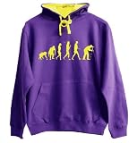 COLOUR EDITION FOTO FOTOGRAF FOTOGRAPH EVOLUTION 2-FARB-Kapuzen-Sweat-Shirt LILA/GELB L