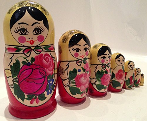 7 pcs/ 7" Large Semenov Wooden Russian Nesting Dolls Matryoshka
