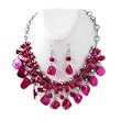 Fuchsia Shell Necklace and Earrings Set Fashion Jewelry