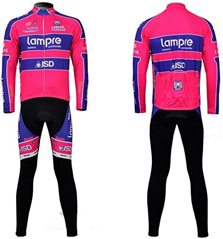 Hot Sell Men's Cycling Suit 2014 Lampre Comfortable Breathable Bicycle Bike Set Long Sleeve Cycling Set (red, M)