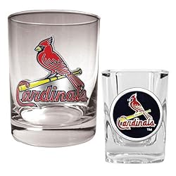 St. Louis Cardinals MLB Rocks Glass & Square Shot Glass Set - Primary Logo by Great American Products
