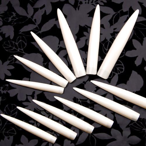 Colorlife 120 Pieces Long Sharp Stiletto False Nail Art Tip Manicure with Calendar Card (Natural)