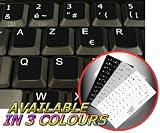 FRENCH AZERTY NON-TRANSPARENT KEYBOARD STICKER ON BLACK BACKGROUND FOR LAPTOP, DESKTOP