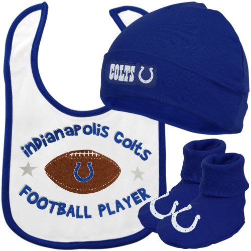 NFL Infant/Toddler Boys' Indianapolis Colts  Cap, Bootie, Bib Set(Team Color, 6M)