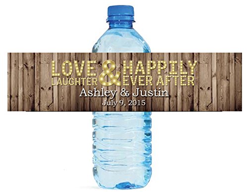 100 Rustic Wood Marquee Letters Love Laughter Happily Ever After Wedding Anniversary Engagement Party Water Bottle Labels 8″x2″
