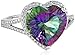 Amazon Collection Sterling Silver Mystic Fire Topaz and Diamond-Accented Heart Ring, Size 7