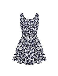 Floral Print Sleeveless Cotton Pleated Sheer Above the Knee Summer Club Dress/Party Dress/Jumpsuit/Midi Dress/Mini Dress 