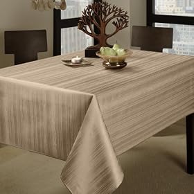Buy Benson Mills Flow Spillproof 60-Inch by 120-Inch Fabric Tablecloth, Ivory by Benson Mills