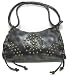 Black / Silver Vinyl Ladies Handbag Brass Accents