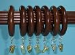 1-3/8" Solid Wood Drapery Rings with Brass Clips in Coffee Finish [CAPITOL CITY LUMBER]