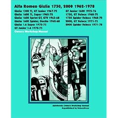 Alfa Romeo Giulia 1750, 2000 1962-1978 Owners Workshop Manual 2000