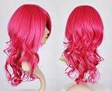 Cosplayland - 60cm Hot Pink Wavy Curly Party Bangs Heat-resistant Cosplay Wig Wigs
